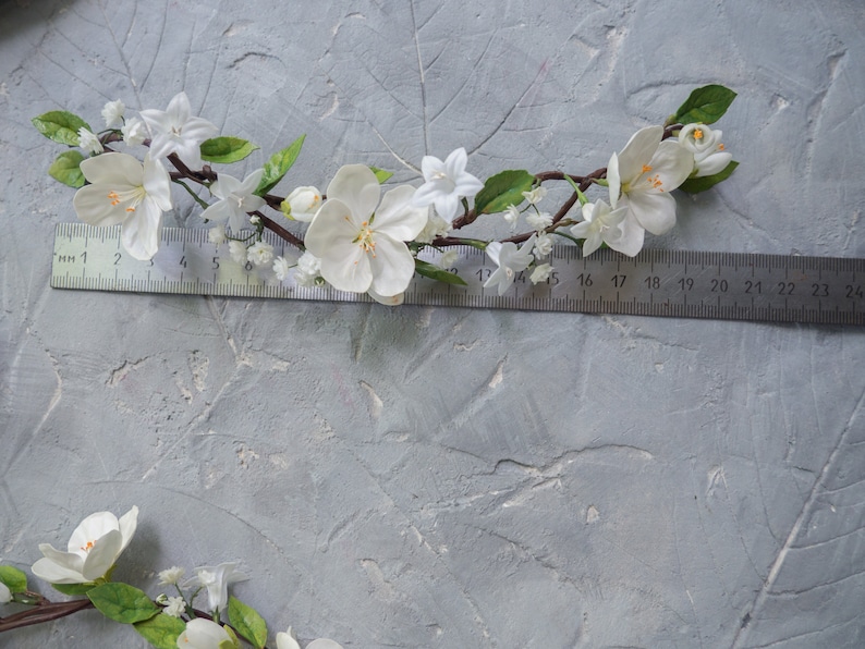 white cherry blossom and campanula Bridal babys breath hair vine with gypsophila flower