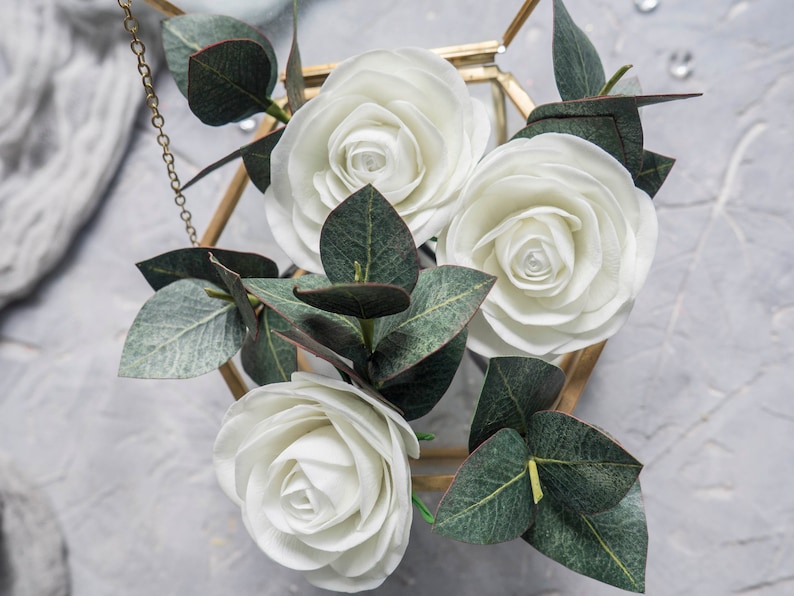 Wedding headpiece greenery eucalyptus rose hair piece
