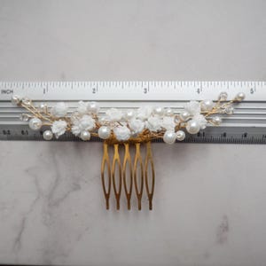 Wedding flower hair pins pearl piece babys breath - bridal headpiece image 19