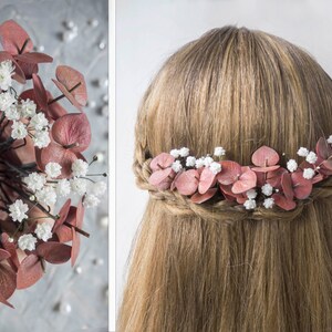 Terracotta eucalyptus hair pins - Fall bridal piece wedding headpiece orange