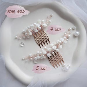 Wedding flower hair pins pearl piece babys breath - bridal headpiece image 14