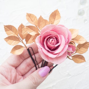 Rose gold leaf headpiece, Floral hair piece for bride