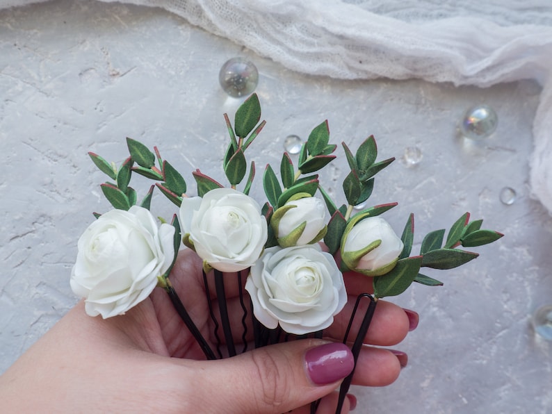 White rose flower wedding hair piece floral head piece bride