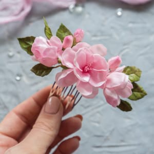 Wedding flower hair piece Sakura bridal comb - clip