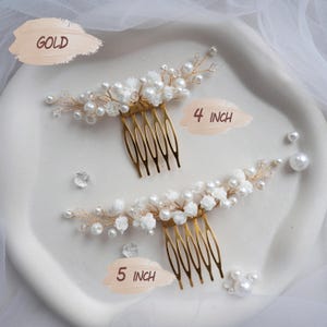 Wedding flower hair pins pearl piece babys breath - bridal headpiece image 12
