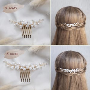 Wedding flower hair pins pearl piece babys breath - bridal headpiece image 10
