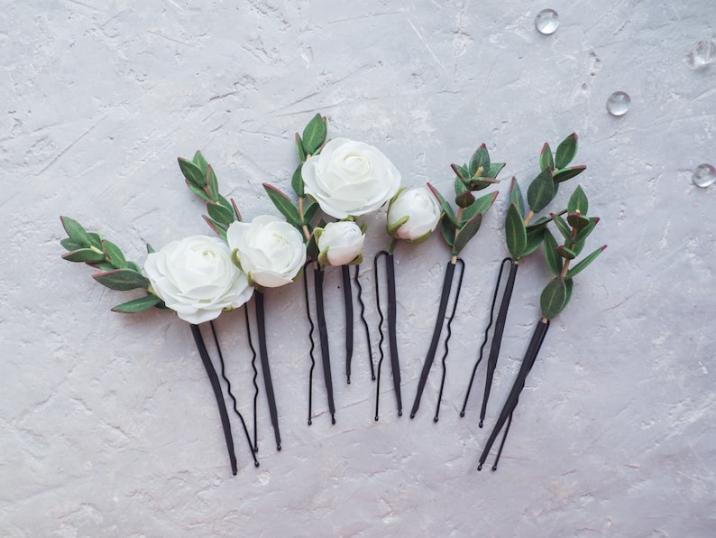 White rose flower wedding hair piece floral head piece bride