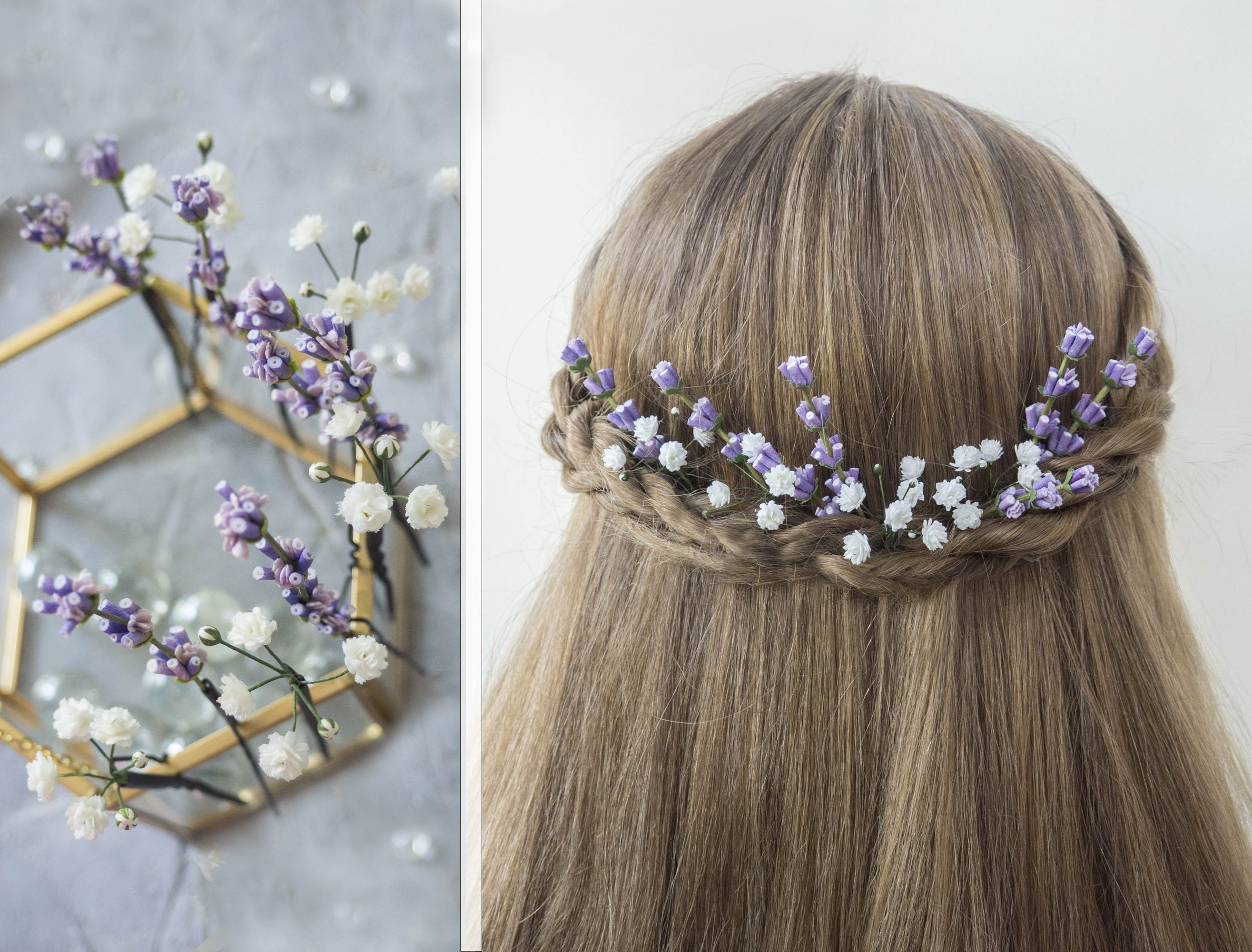 Bridal Hair Piece Babys Breath Lavender Flower Clip - Etsy