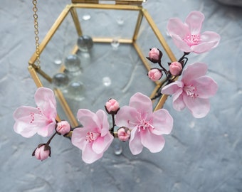 Wedding blush flower hair pins Sakura clip piece