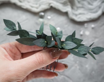 Peigne à cheveux en feuilles d'eucalyptus pour mariage