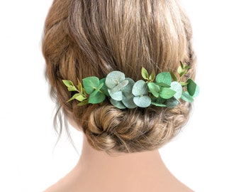 Greenery eucalyptus hair pins Floral headpiece
