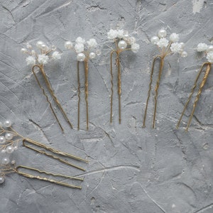 Épingles à cheveux fleur de mariage perle haleine de bébé coiffe de mariée image 3