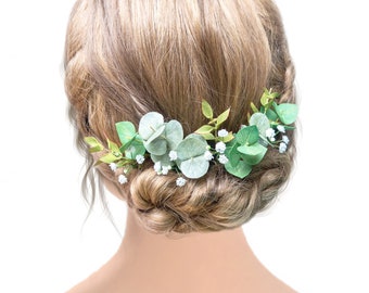 Wedding greenery hair pins Bridal eucalyptus piece