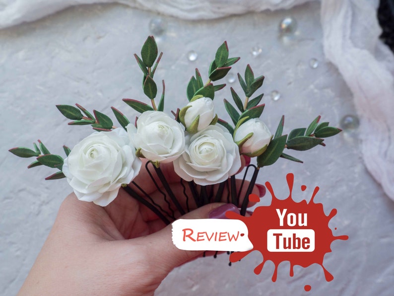 White rose flower wedding hair piece floral head piece bride