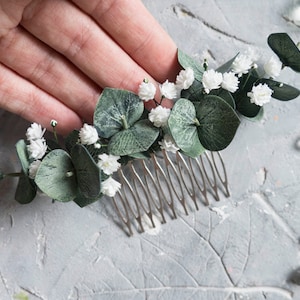 Wedding eucalyptus hair piece comb Bridal headpiece zdjęcie 5