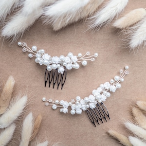 Wedding flower hair pins pearl piece babys breath - bridal headpiece image 16