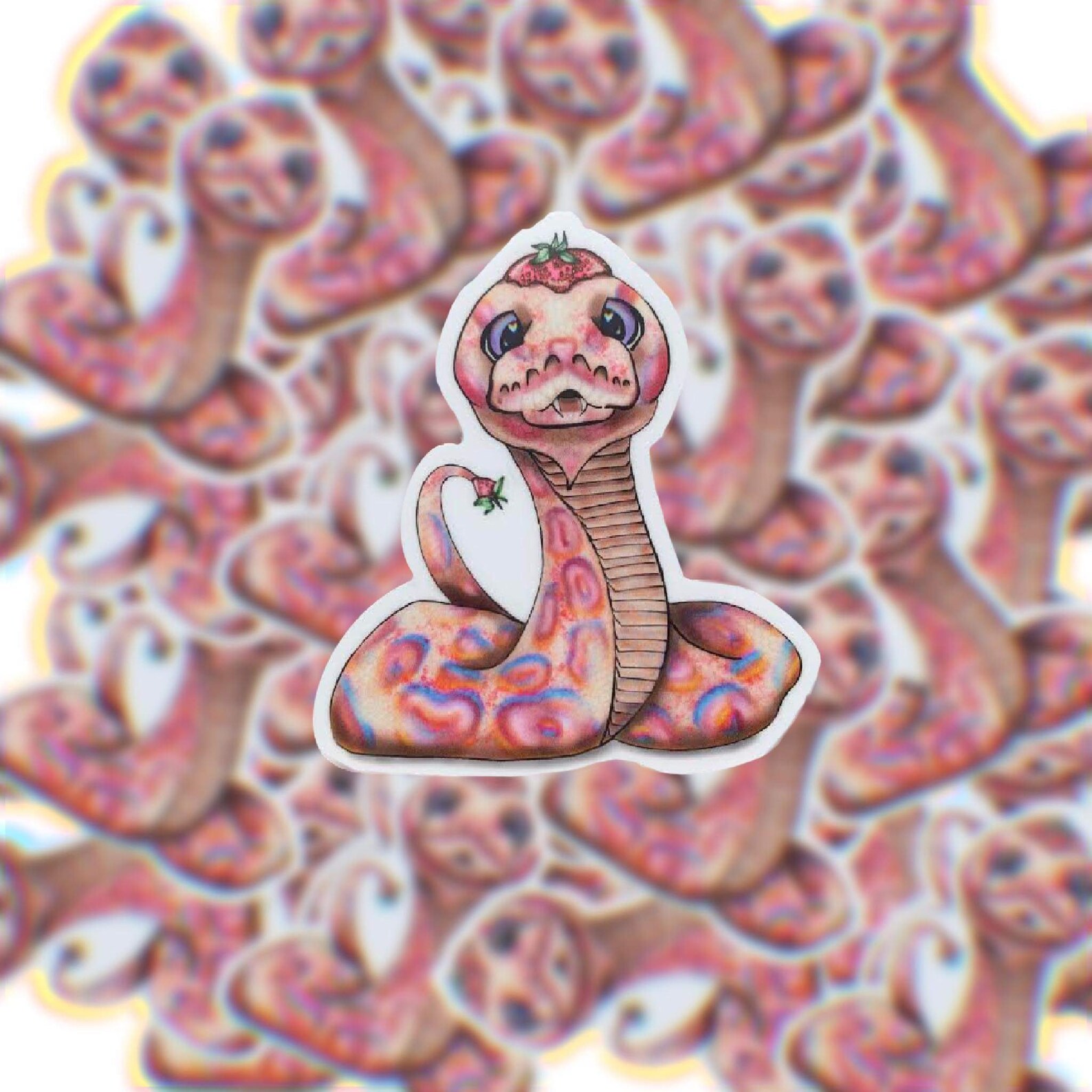 Strawberry Snake Vinyl Sticker waterproof Etsy