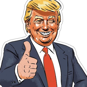 President Donald Trump Cartoon - MAGA -  Printed Decal / Sticker