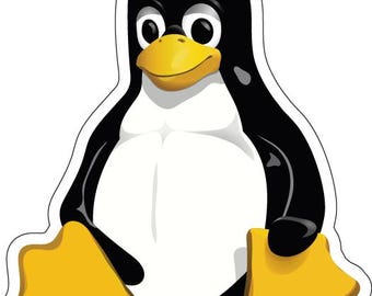 TUX - Linux Penguin Mascot - Quantity of TWO - Full Color Decal / Sticker!