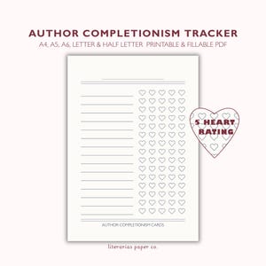 Author Completionism Book Tracker / Bibliography Tracker/ Bookworm Gift for Readers /