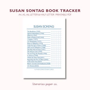 Susan Sontag Book Tracker Leselogbuch (druckbares PDF)