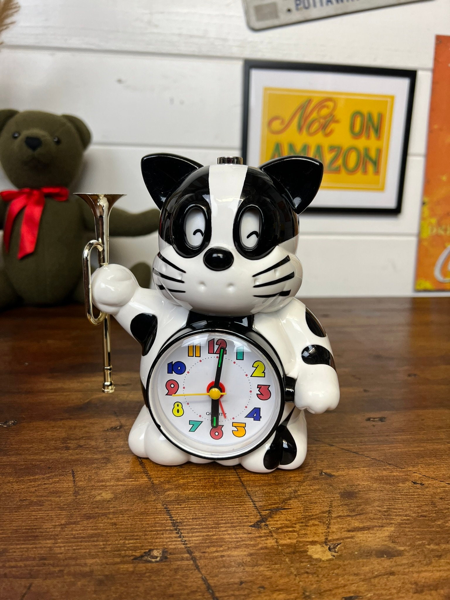 Vintage 80's Rhythm Speak up Cat Quartz Alarm Clock Japan