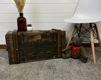 Wooden Ammo Chest Vintage Rustic Storage Blanket Box Industrial Trunk Coffee Table