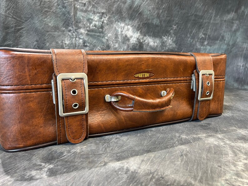 Vintage Brown Leather Suitcase Motor Luggage Retro Travel Etsy UK