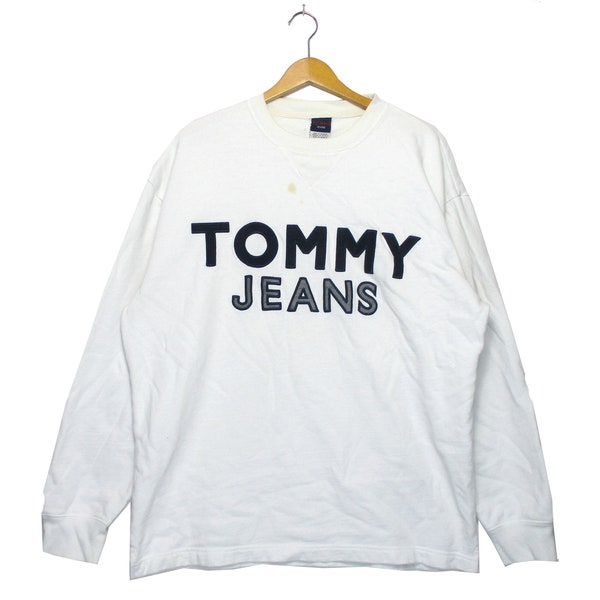 Vintage Tommy Jeans By Tommy Hilfiger Spellout Big Logo Crewneck Pullover Sweatshirt