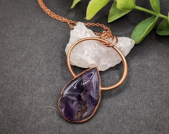 Trapiche Amethyst Necklace, Electroformed Artisan Jewelry, February Birthstone Pendant, Witchy Jewelry, Purple Crystal Necklace