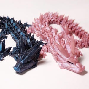 Crystal Dragon, Flexible 3D Printed Dragon, Cinderwing Crystal Dragon, Articulated Fidget Dragon, Large Crystal Dragon