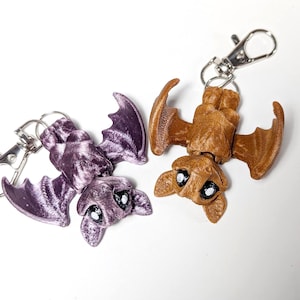 Fruit Bat Keychain, Tiny Articulated Bat, Halloween Keychain, Cute Bat Keychain