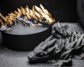 Baby Gemstone Dragon, Flexible 3D Printed Dragon, Cinderwing Baby Gemstone Dragon, Articulated Fidget Dragon, Valentines Gift, Ready to Ship