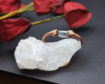 Size 10 Clear Quartz Ring, Electroformed Ring, Witchy Jewelry for Girlfriend, Unique Handmade Jewelry, One of a Kind Mothers Day Gift