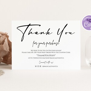Afdrukbaar Dank u voor uw bestelling kaarten sjabloon, kleine bedrijf dank u kaart online Etsy verkoper dank u aankoop kaart instant download