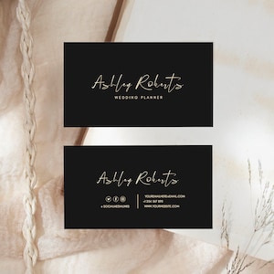 Dark Luxury Visitenkarten Vorlage, Studenten, Fotografen, Künstler, Unternehmer | Schwarz & Gold Edit yourself | Digitaler Download
