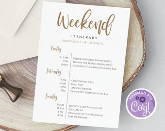 Printable Minimalist Bachelorette Invitation and Itinerary Template, Bachelorette Invitation Instant Download, Printable Bachelorette Invite