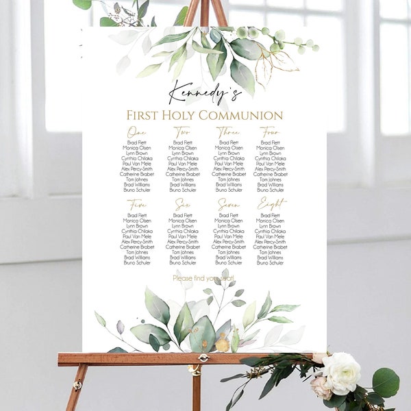 Printable First Holy Communion, Seating Chart Sign Template, DIY Seating Chart, Editable Seating Chart, Table Seating Sign, Boy Girl Baptism