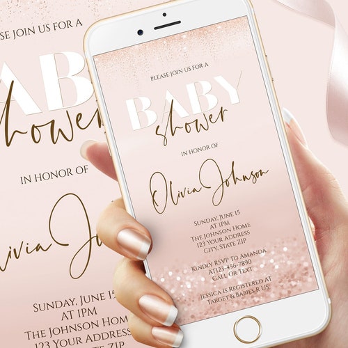Electronic Baby Shower Text Message Invitation Template Rose Etsy
