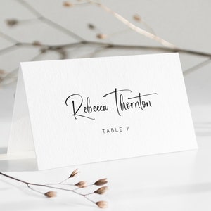 Plantilla de tarjeta de lugar minimalista, caligrafía, boda tradicional, plano y carpa, tarjeta de lugar editable, imprimible, tarjeta digital Descarga INSTANTE