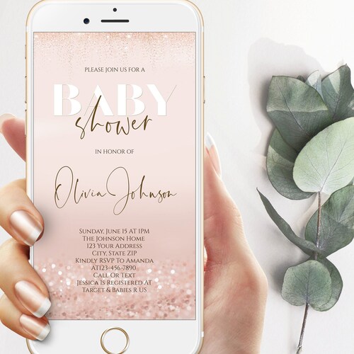 Electronic Baby Shower Text Message Invitation Template Rose Etsy