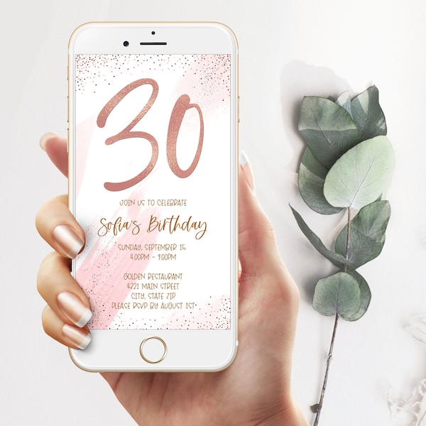 Electronic 30th birthday text invitation template, Thirty editable birthday text invite, Digital invitation, phone invitation, Digital Evite