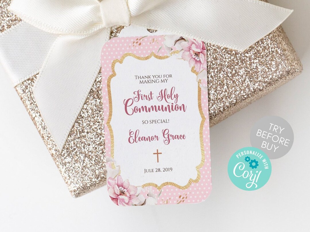 Thank You First Holy Communion Tag Template Printable Baptism - Etsy