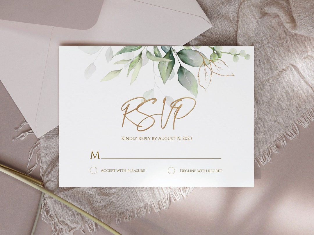 Printable Wedding Rsvp Cards, Birthday Rsvp Card Template, Eucalyptus ...