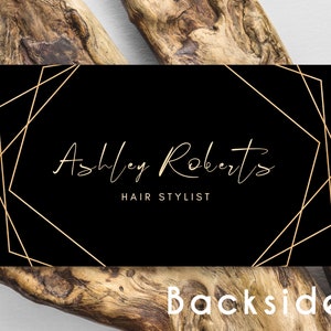Dark Luxury Business Card Template, College Students, Photographers, Artists, Entrepreneurs, Black Gold Geometric Card, Digital Download DIY