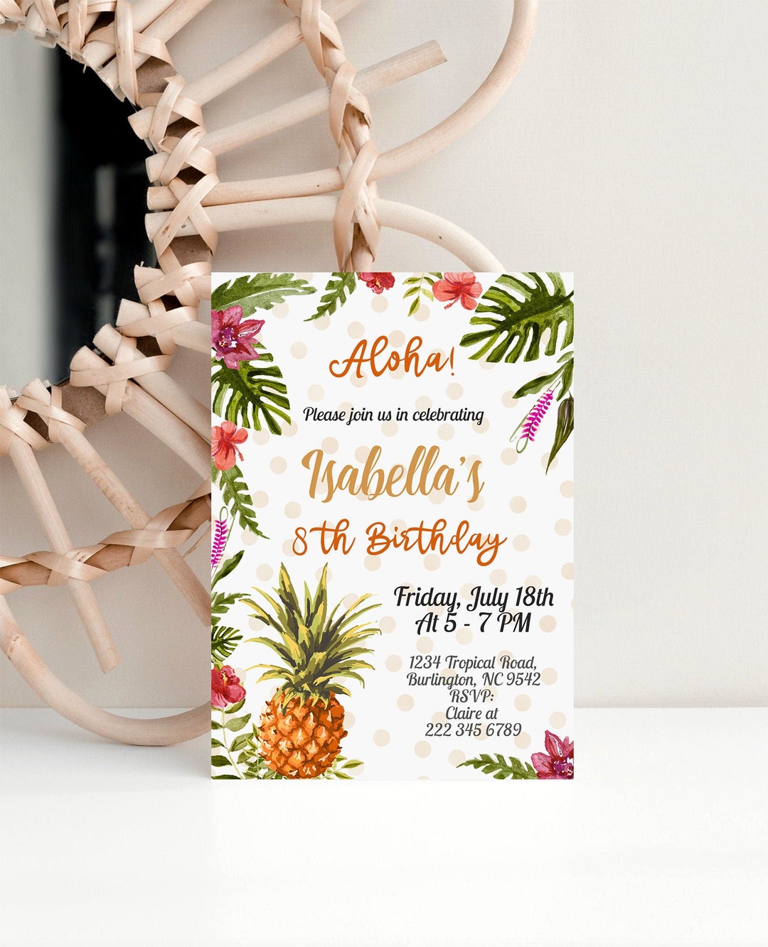 Aloha Birthday Invitation Template, Tropical Luau Birthday Invite Aloha Birthday Invitation Template, Tropical Luau Birthday Invite