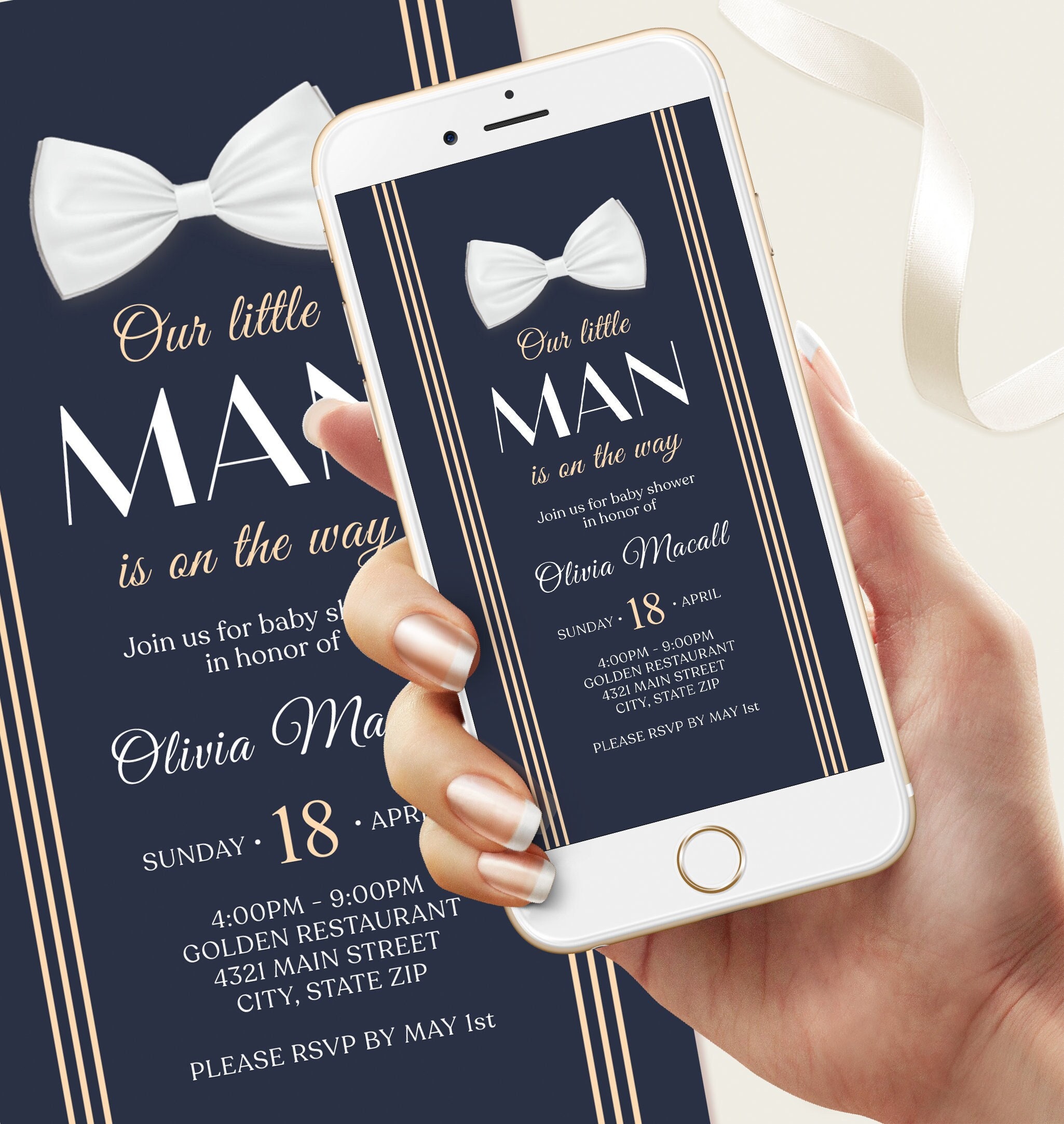 Tuxedo baby shower best sale invitations