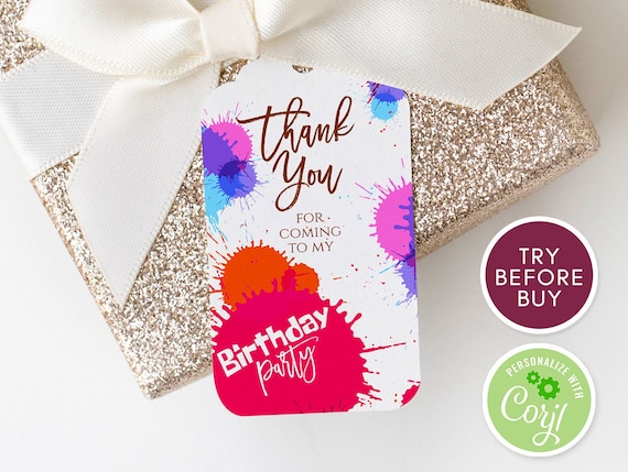 Art Paint Party Favor Tags Printable Birthday Party Favor - Etsy