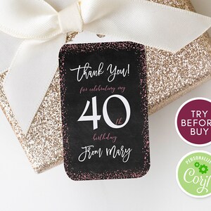 40th Birthday Tags, Favor Tags Printable, Thank You Tag, Personalized ...