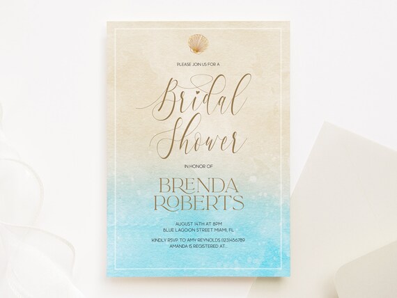 Printable Beach Bridal Shower Invitation Beach Theme Invite - Etsy